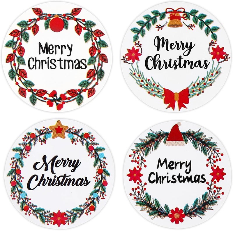 Fucibt 500 Pcs Merry Christmas Stickers for Envelopes, 1 Inch Circle Adhesive Christmas Labels Holiday Stickers Round Xmas Tag Envelope Seal Decals for Christmas Greeting Card, Presents and Gifts (1 in) - Image 2
